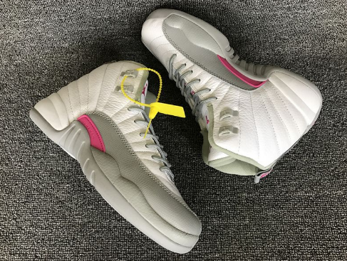 Vivid Pink Air Jordan 12 GS Wolf Grey Vivid Pink-Cool Grey Shoes - Click Image to Close